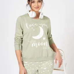 Dreamz by Pantaloons Green Graphic Winter Top image 1