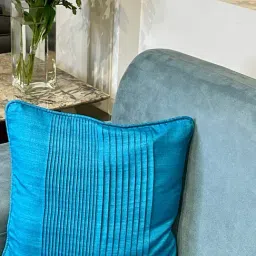 Bells & Whistles Jalaja Turquoise Silk Stripes Cushion Cover image 2