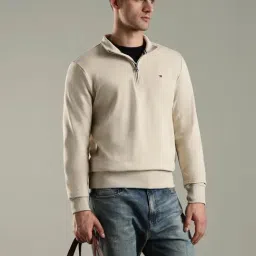 Tommy Hilfiger Cream Cotton Regular Fit Sweatshirt image 5