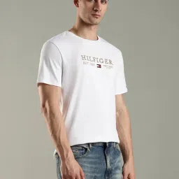 Tommy Hilfiger White Cotton Regular Fit Logo Printed T-Shirt image 4