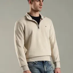 Tommy Hilfiger Cream Cotton Regular Fit Sweatshirt image 4