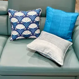 Bells & Whistles Jalaja Turquoise Silk Stripes Cushion Cover image 5