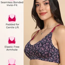 Tweens Women Floral Printed Full Coverage Lightly Padded Seamless Minimizer Bra image 4