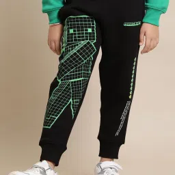 Kidsville Boys Black & Green Character Based Jogger image 1