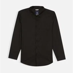 Allen Solly Boys Black Cotton Solid Full Sleeves Shirt image 1