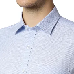 Park Avenue Light Blue Slim Fit Check Shirt image 4