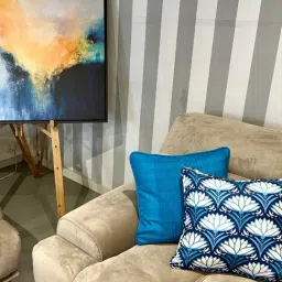 Bells & Whistles Jalaja Turquoise Silk Stripes Cushion Cover image 4