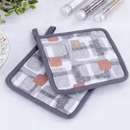 Maspar Grey & Red 100% Cotton 225 GSM Pot Holder - Set of 2 image 4