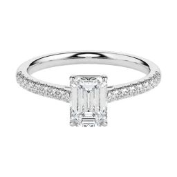 Emori 14k White Gold & Diamond Emerald Cut Solitaire Ring-image-97