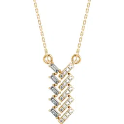 EMORI 18k (750) Baguette Bar Twist Diamond Necklace for Women-picture-19