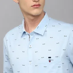 Louis Philippe Sport Blue Cotton Slim Fit Printed Shirt image 4