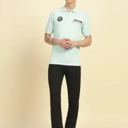 Cantabil Blue Regular Fit Graphic Polo T-Shirt image 5