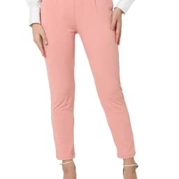 Smarty Pants Pink Cotton Lycra Slim Fit High Rise Trousers-picture-43