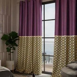 Stoa Paris Wine Satin Printed Long Door Curtain Versailles-image-83