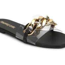 Truffle Girl by Truffle Collection Women's Black Casual Sandals image 4