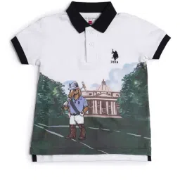 u.s. polo assn. US Polo Kids Boys White Cotton Graphic Polo T-Shirt-picture-31