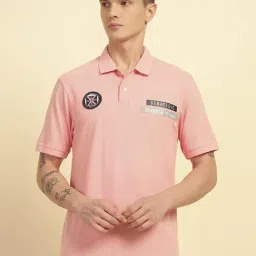 Cantabil Pink Regular Fit Graphic Polo T-Shirt image 1