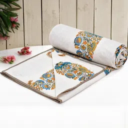 Anadhika Orange Floral AC Room Single Bed Dohar-picture-9