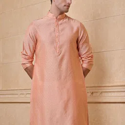 Tasva Men Geometric Woven Design Straight Kurta with Trousers image 5
