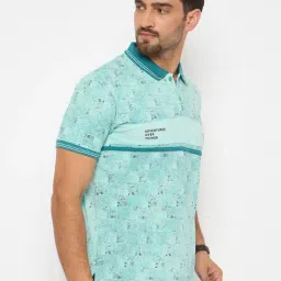 Duke Blue Blended Slim Fit Self Designed Polo T-Shirt image 4