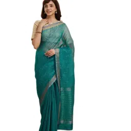 Fabindia Green Woven Design Saree-image-45