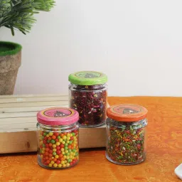 VarEesha Transparent Glass Storage Jars (150 ml) - Set of 3 image 1