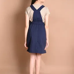 LilPicks Kids Navy & Beige Regular Fit Dress image 2