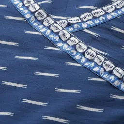 YASH GALLERY Blue Cotton Printed Flared Kurta image 4