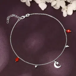 GIVA 925 Sterling Silver Half Moon Charm Anklets For Women-picture-23