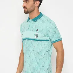 Duke Blue Blended Slim Fit Self Designed Polo T-Shirt image 3