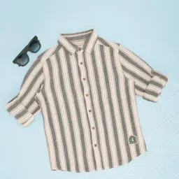 Pantaloons Junior Boys White Cotton Striped Shirt-image-15