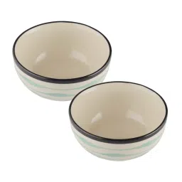 VarEesha Mugdhaa Off White Ceramic Serving Bowls (500 ml, 350 ml) - Set of 2 image 3