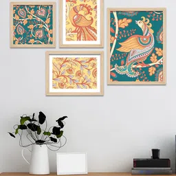 ArtVibes Yellow & White 4 Pieces Printed Wooden Paintings Wall Art image 3