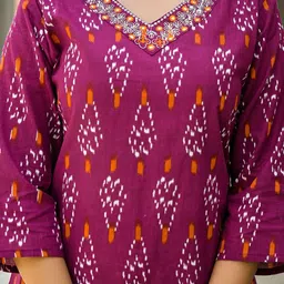 SHIFORY Women Ethnic Motifs Printed Regular Pure Cotton Kurta with Trousers & Dupatta image 3