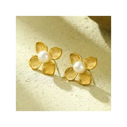 VIEN White Anti-Tarnish Gold Plated Stud Earrings image 5
