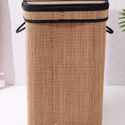 Home Centre Wilton Macy Brown Bamboo Foldable Laundry Hamper With Lid image 5