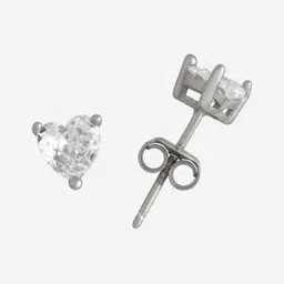 Kushal's Fashion Jewellery 92.5Silver Rhodium-Plated Heart Shaped Studs Earrings image 2