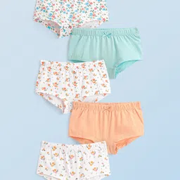 Honeyhap Premium 95% Cotton 5% Elastane Single Jersey Knit with Bio Finish Panties Solid & Floral Print Pack of 5 - Multicolour-picture-12