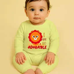 The Peppy Tend 100% Cotton Knit Full Sleeves I Am So Adorable Text Printed Romper - Yellow-picture-30