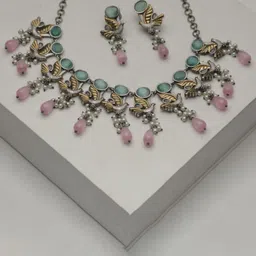 SIVA BY ANIKA Women Stone-Studded & Beaded Oxidised Jewellery Set-picture-29