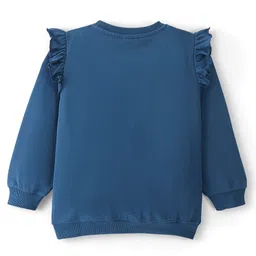 Babyhug Cotton Knit Full Sleeves Sweatshirt With Text Graphics- Navy Blue image 2