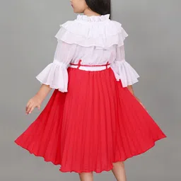 UC ENTERPRISES Colourblocked Bell Sleeve Fit & Flare Midi Dress image 2