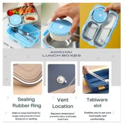 PLUSPOINT Bento Lunch Box Insulated Air Tight Portable Lunch Box with Utensils, Stainless Steel Lunch Box with Containers, Leak Proof Bento Box (ORANGE) image 3