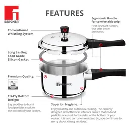 Bergner Sorrento Stainless Steel Pressure Cooker with Outer Lid, 5 Litres image 3