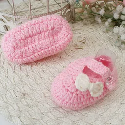 Woonie Crochet Handmade Bow Detailed Booties - Pink image 4