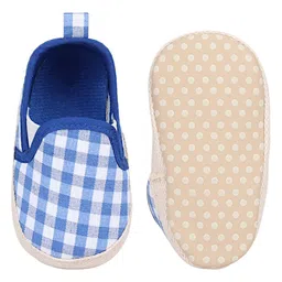 Baby Moo Checked Anti Skid Shoes - Blue image 4