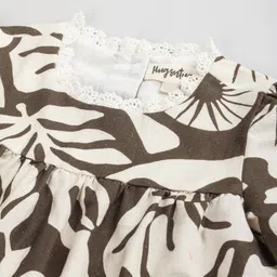 Hugsntugs Cotton Woven Full Sleeves Leaves Printed Top - Dark Grey image 4