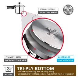 Bergner Sorrento Stainless Steel Pressure Cooker with Outer Lid, 5 Litres image 4
