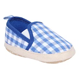 Baby Moo Checked Anti Skid Shoes - Blue image 5