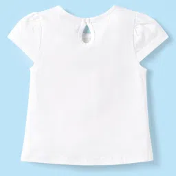 Babyhug Cotton Knit Cap Sleeves T-Shirts with Floral & Popsicle Glitter Print Pack of 3 - Pink White & Yellow image 5